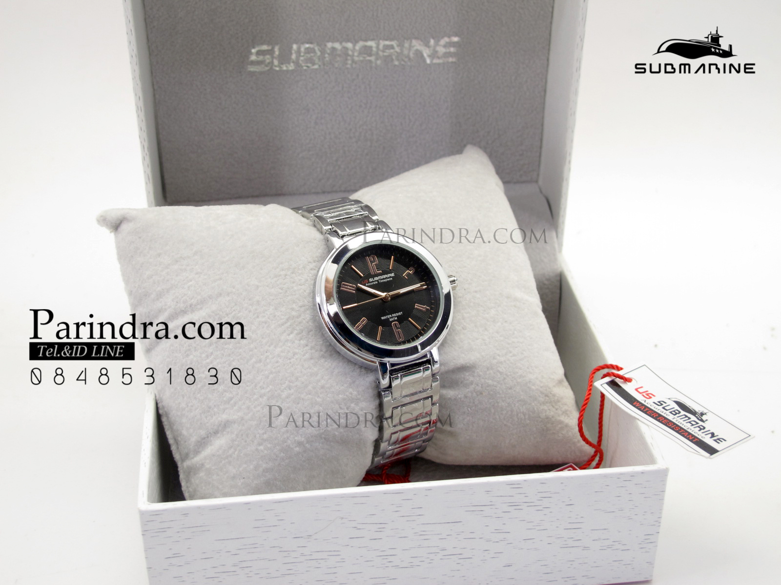 นาฬิกา US submarine รุ่น J123L สายสแตนเลสีเงิน หน้าปัดสีดำตัวเลขสีPink gold