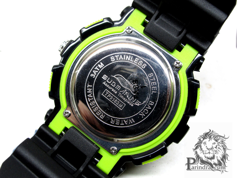 นาฬิกา US submarine Adventure Protector รุ่น TP3163M สีดำตัดเขียวอ่อน พื้นหลังเขียว
