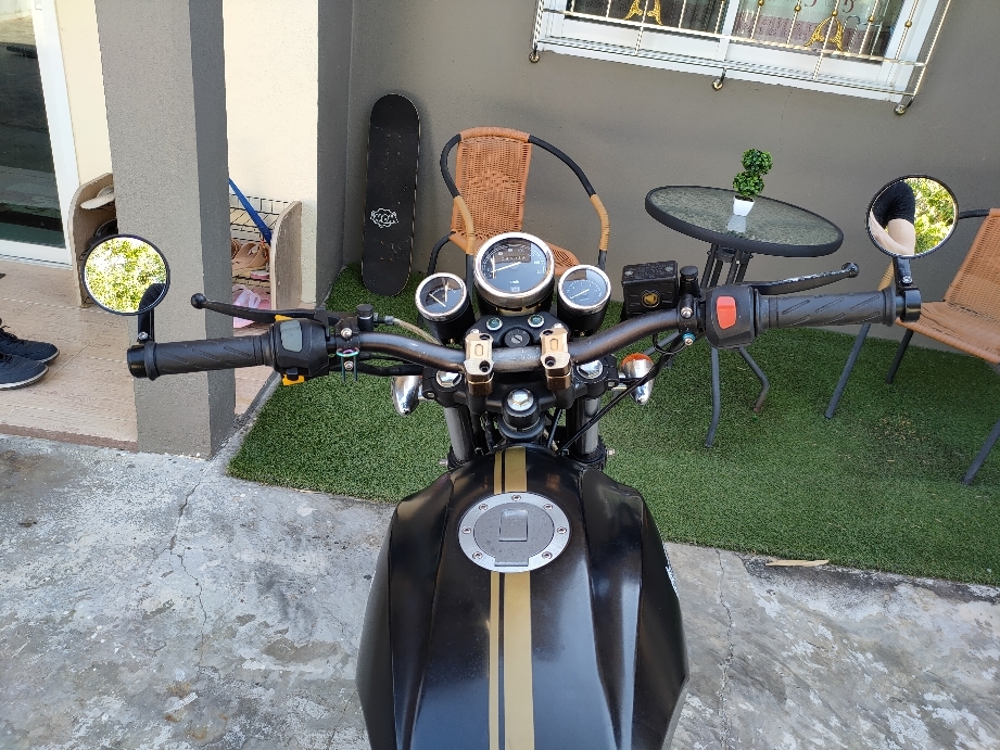 กระจกปลายแฮนด์ ทรงกลมมิเนียมทั้งชิ้น (ใส่ได้ทุกรุ่น) กระจกสีใสไม่หลอกตา+น็อต