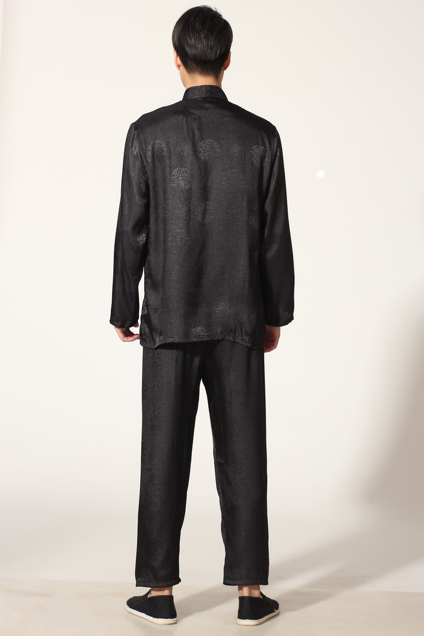 Pre-order ชุดจีน ชาย เสื้อพร้อมกางเกง สีดำ