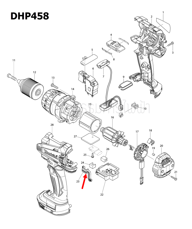 SEAL สว่านเจาะกระแทกไร้สาย Makita มากีต้า DTD146 [#44], DHP458 [#23] Pn.424430-5 (แท้) ##