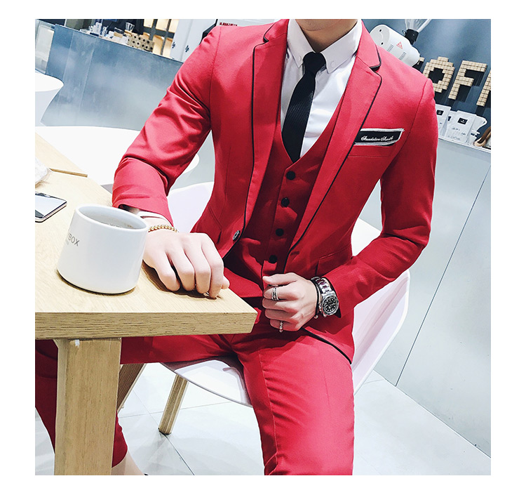 Pre-order ชุดสูทชาย สีแดง เข้ารูป