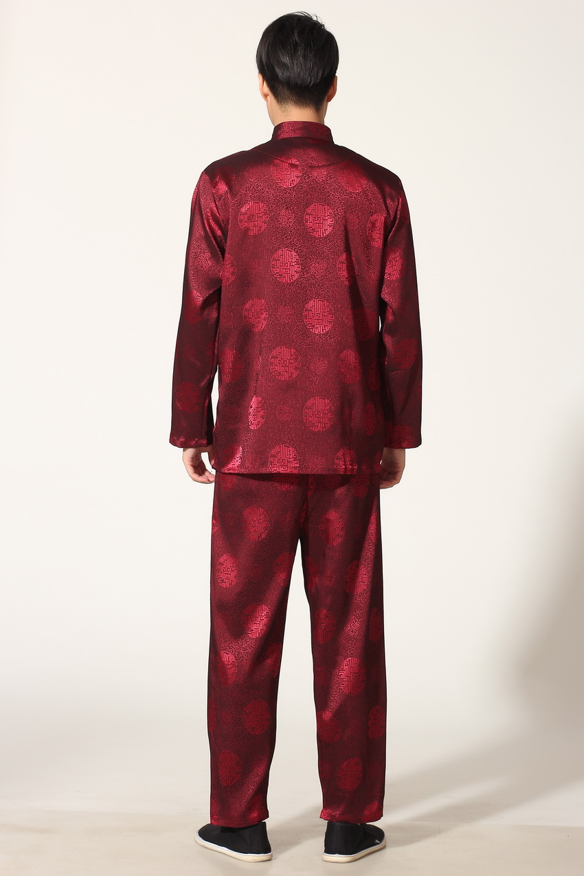 Pre-order ชุดจีน ชาย เสื้อพร้อมกางเกง สีแดง