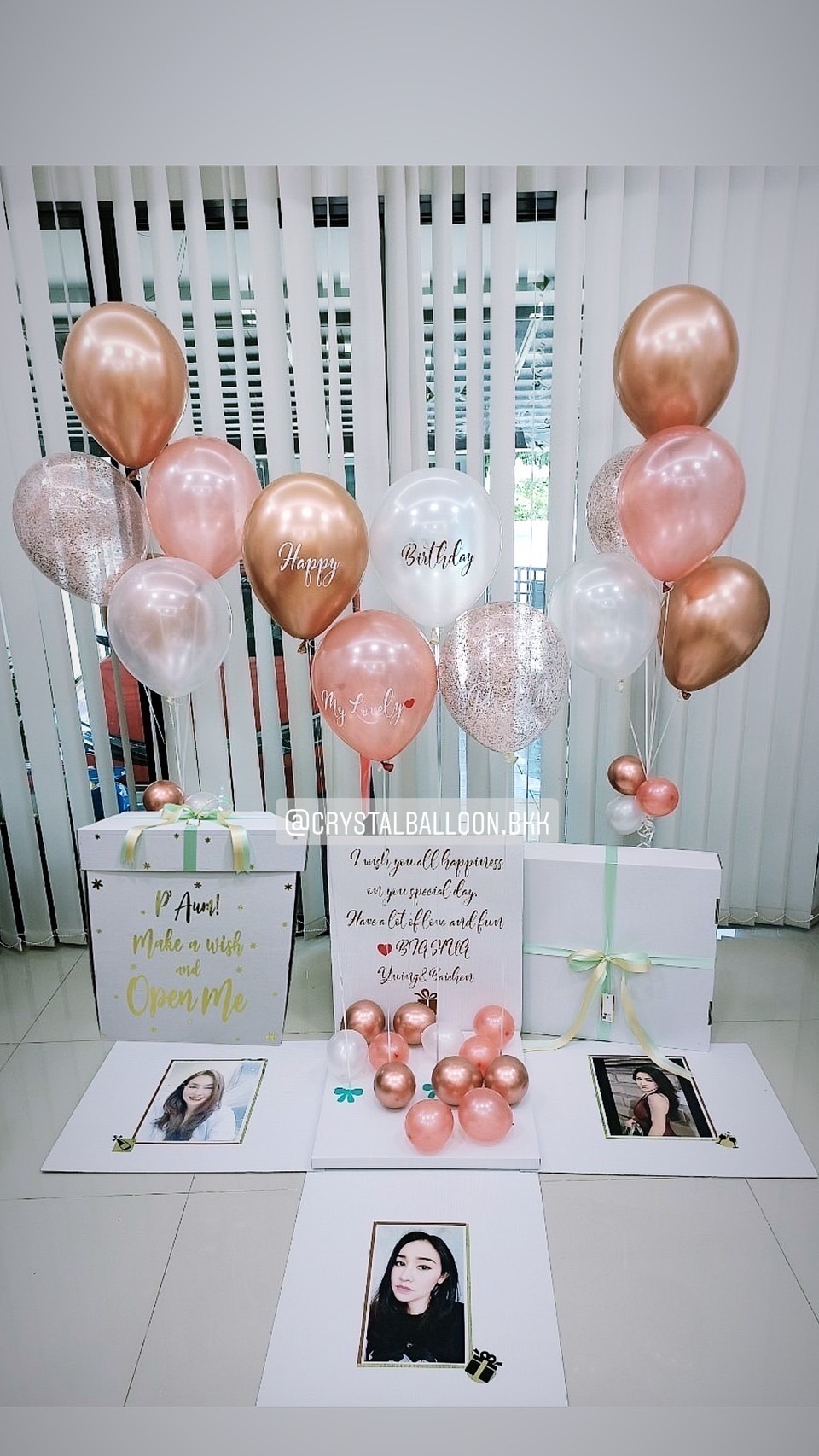 Surprise Box กล่องเซอร์ไพรส์แสดงความยินดี สีสวย เรียบหรู พร้อมตกแต่ง สามารถเปลี่ยนสีลูกโป่ง/ข้อความได้