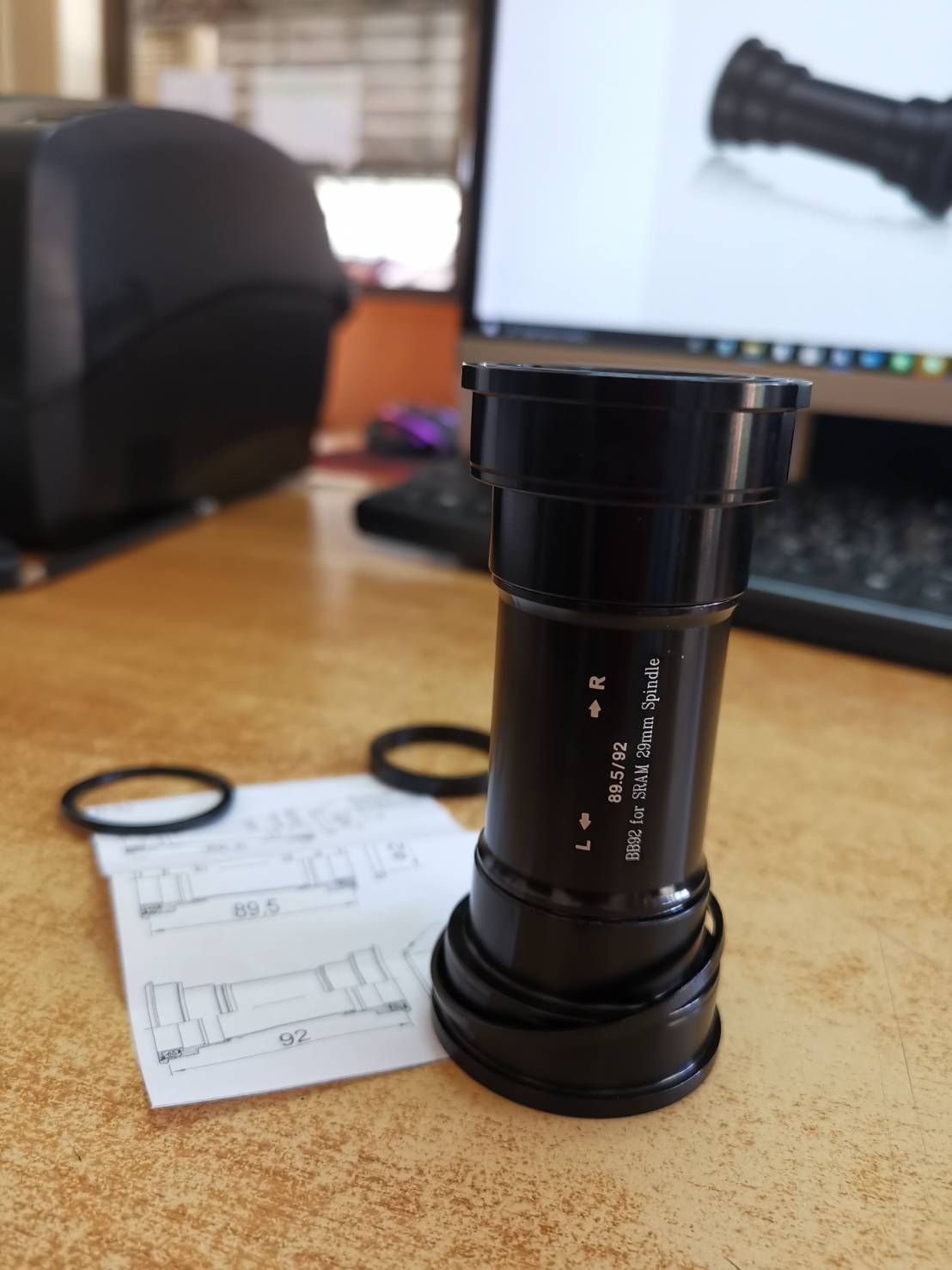 กะโหลก PRESTINE PT-6623 Bottom bracket, BB SET MTB FOR SRAM DUB PF89.5 / 92 BK