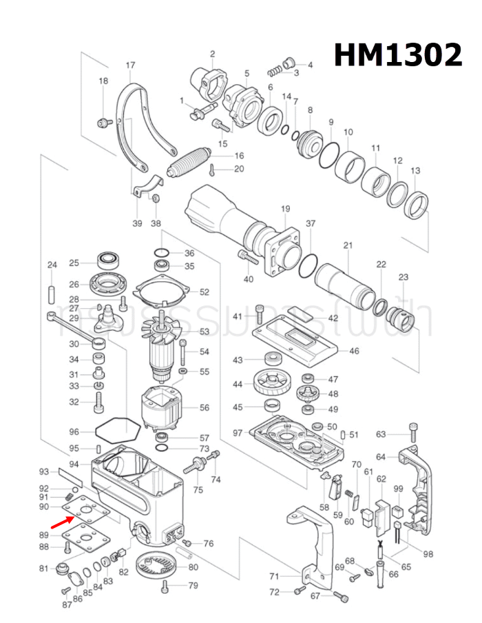 ปะแกนฝาครอบ สกัดไฟฟ้า Makita มากีต้า HM1302 Pn.442122-4 (แท้) ##