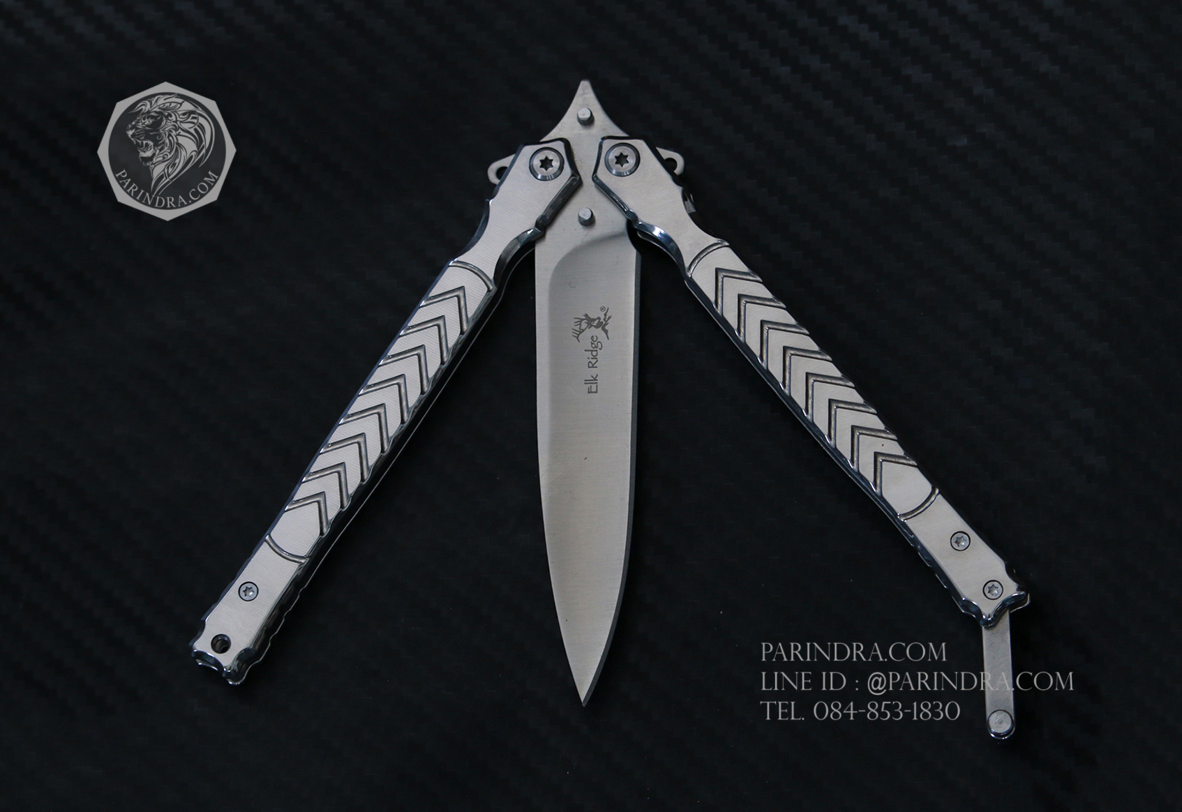 มีดปีกผีเสื้อ ลายหัวกวาง Elk Ridge สีเงิน ปลายแหลม