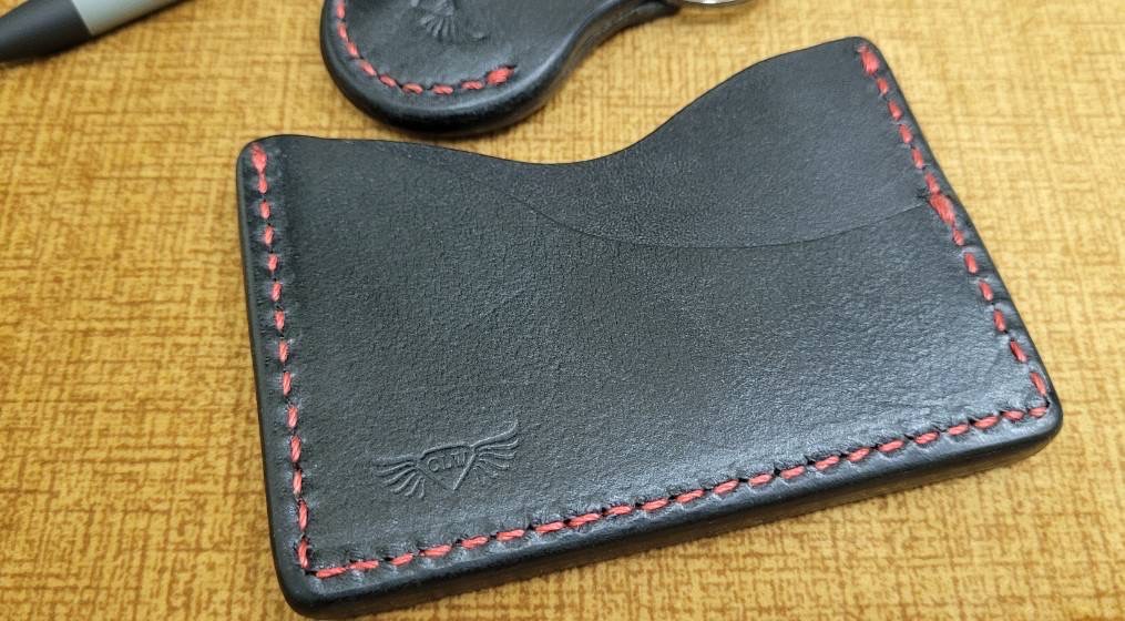 Chattanooga Leather Works Open Carry Wallet - Black/Red Monkey Edge Exclusive
