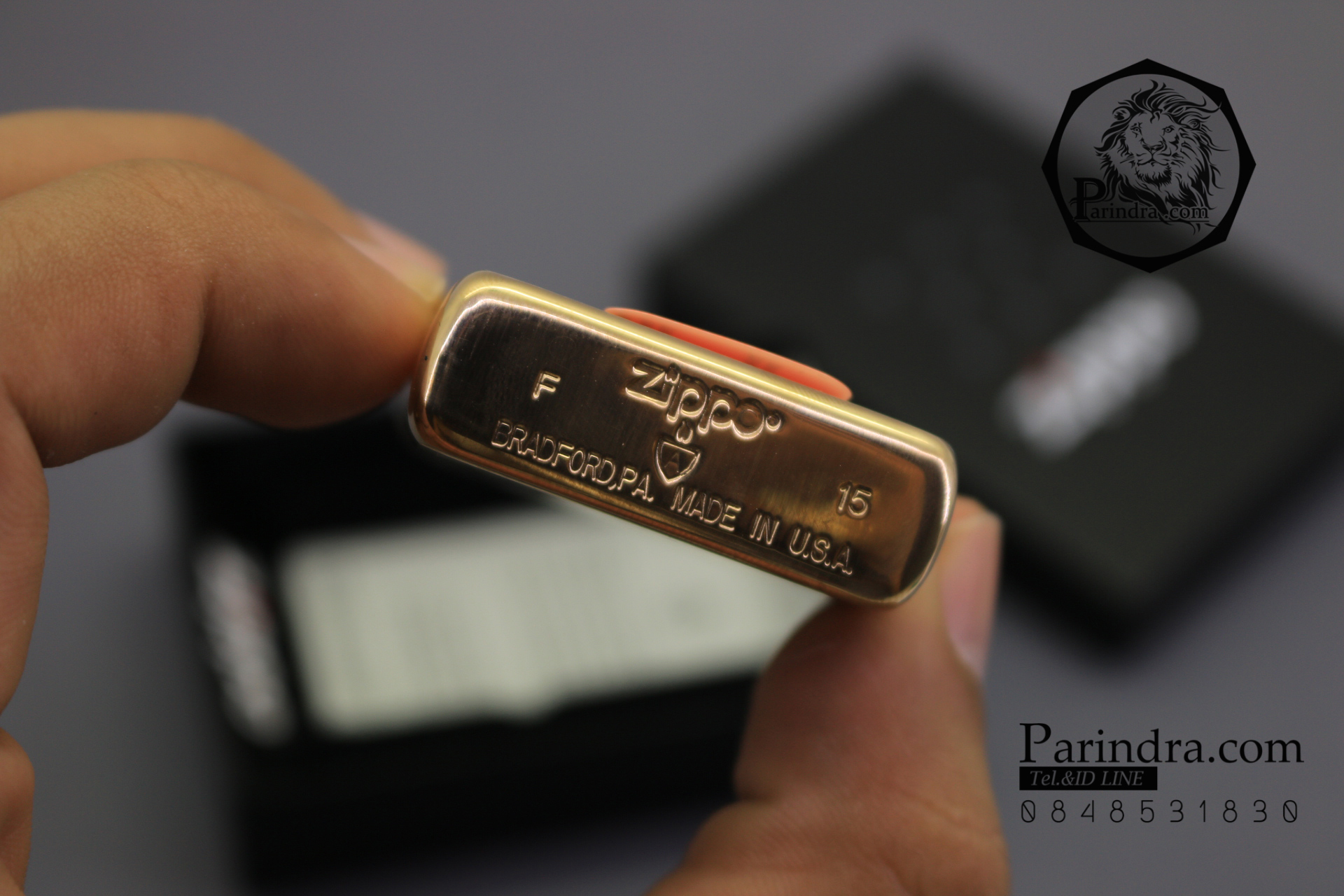 ไฟแช็ค Zippo แท้ สีทองอร่าม " Zippo 168 Armor Case, Brushed Brass Finish Lighter " แท้นำเข้า 100%