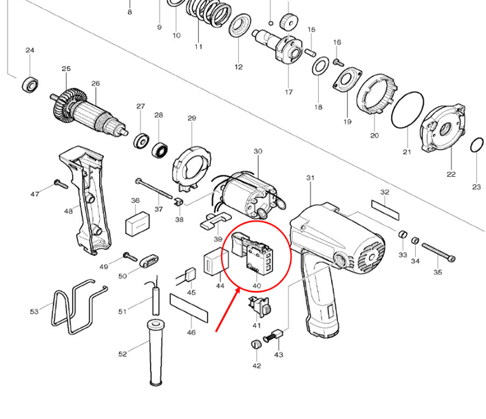 สวิทช์ บล็อคไฟฟ้า Makita TW0200 #40 (แท้) ##