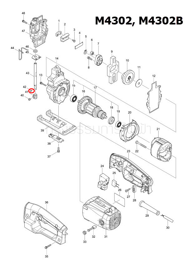 สลักล็อคปากจับ จิ๊กซอว์ Maktec, Makita MT430, M4302, M4302B [#42] Pn.258002-2 (แท้) ##(*)