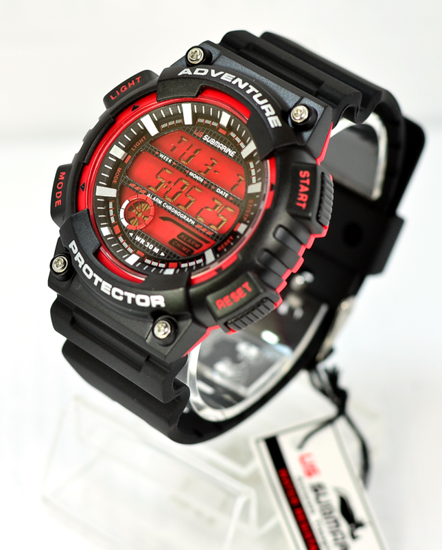 นาฬิกา US submarine สีแดง TP1318M ผิวด้าน พื้นหน้าปัดแดง