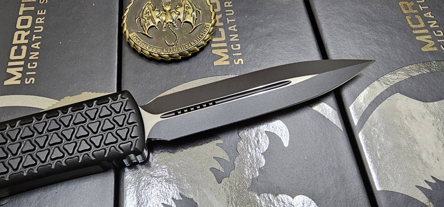 MICROTECH TRI-GRIP ULTRATECH "EKNIVES EKCLUSIVE" FDE CERAKOTE ACCENTS OTF KNIFE 3.4" DAGGER