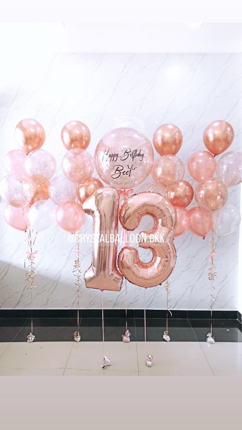 ลูกโป่ง วันเกิดเด็ก Bubble ขนาด 24" พร้อมตกแต่ง ช่อลูกโป่ง 7 ลูก 4 ช่อ,ลูกโป่งใส ใส่กลิตเตอร์,ฟอยล์ตัวเลข ขนาด 40" 2 ชิ้น สามารถเปลี่ยนสีลูกโป่ง/เปลี่ยนข้อความ/เปลี่ยนขนาด/เปลี่ยนสี-ฟอยล์ตัวเลขได้