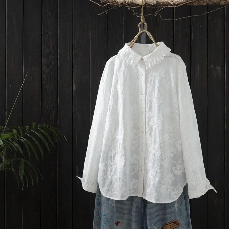 เสื้อผ้าฝ้ายลายปกแต่งปกผ้าลูกไม้