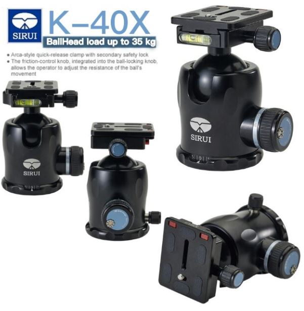 หัวบอล Sirui K40X Ball Head with Quick Release (35Kg) สำหรับขาตั้งกล้องมืออาชีพทั่วไปกล้องslr. จัดส่งฟรี รับประกันศูนย์ 6 ปี