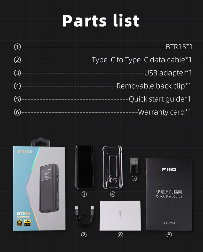 FiiO BTR15 DAC AMP ไร้สาย รองรับ MQA , USB Dac , Hires , Hires Wireless ประกันศูนย์ไทย