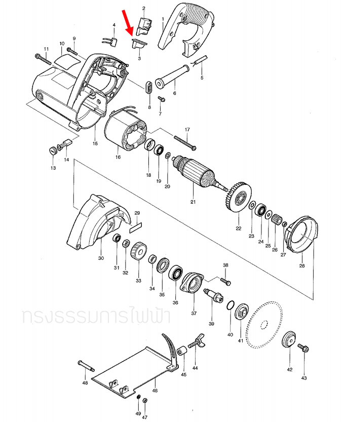 ยางหุ้มสวิทช์กันฝุ่น เครื่องตัดคอนกรีต Maktec MT410,MT413, M4101XB, 4100NH2 [#3] Pn.421812-2 (แท้) ##