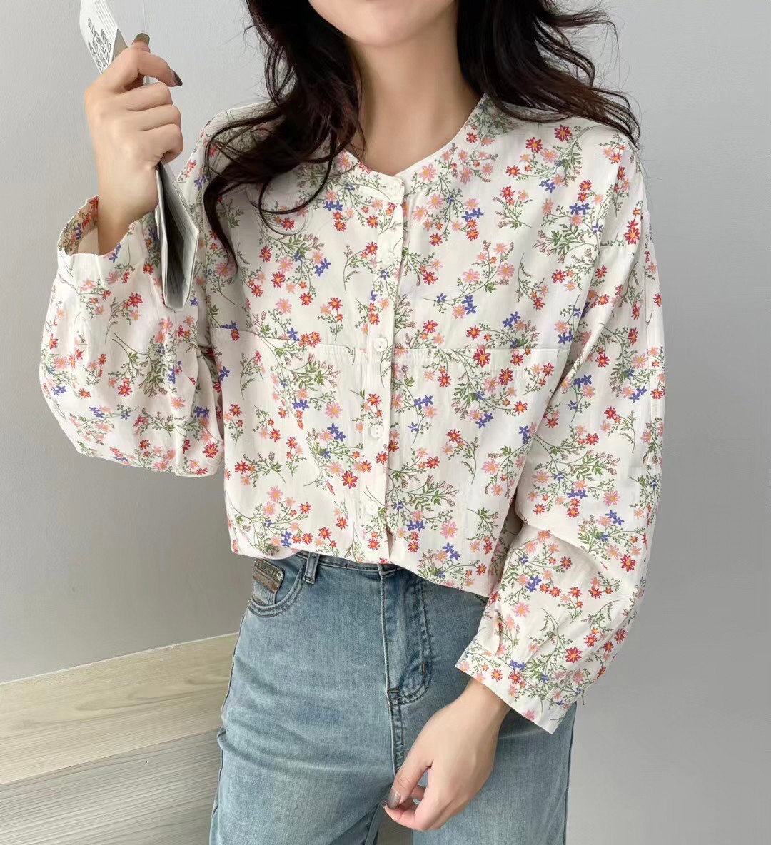เสื้อผ้าฝ้ายลายดอกไม้