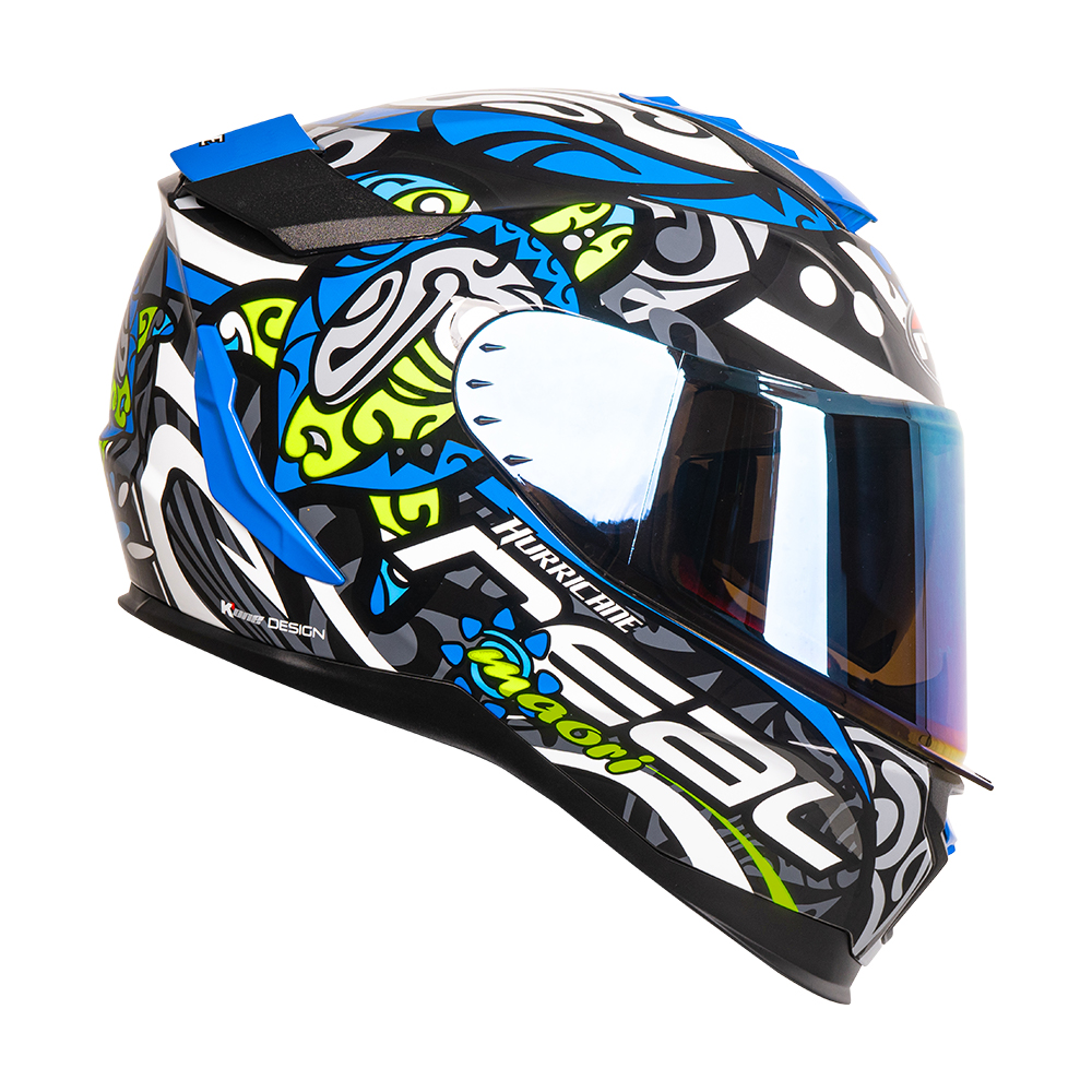 หมวกกันน็อคเต็มใบ หมวกกันน็อค Real Helmets รุ่น Hurricane Maori สีดำ-น้ำเงิน