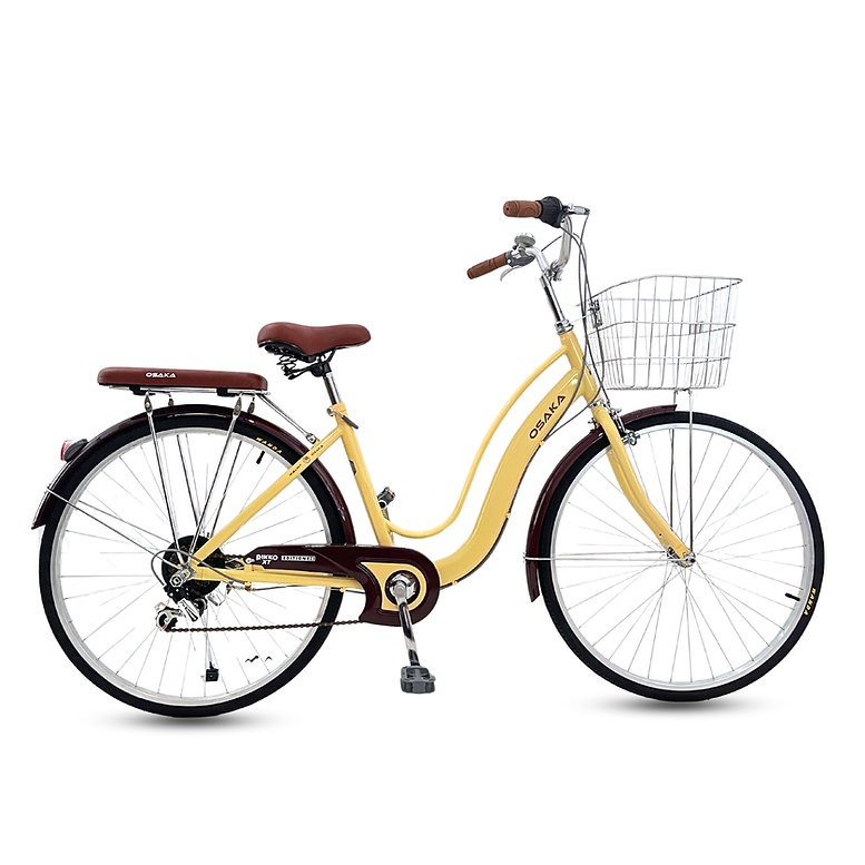 จักรยานแม่บ้าน OSAKA RIKKO CITY BIKE ตะกร้าสแตนเลสขนาดวงล้อ 26นิ้ว มีเกียร์ NEW2025