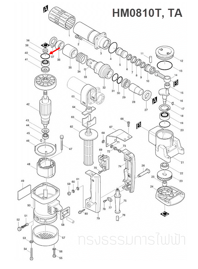 HM0810 [#38], HM0810T, TA [#39] โอริง สกัดไฟฟ้า, แย็ก Makita-มากีต้า (แท้-สัง)