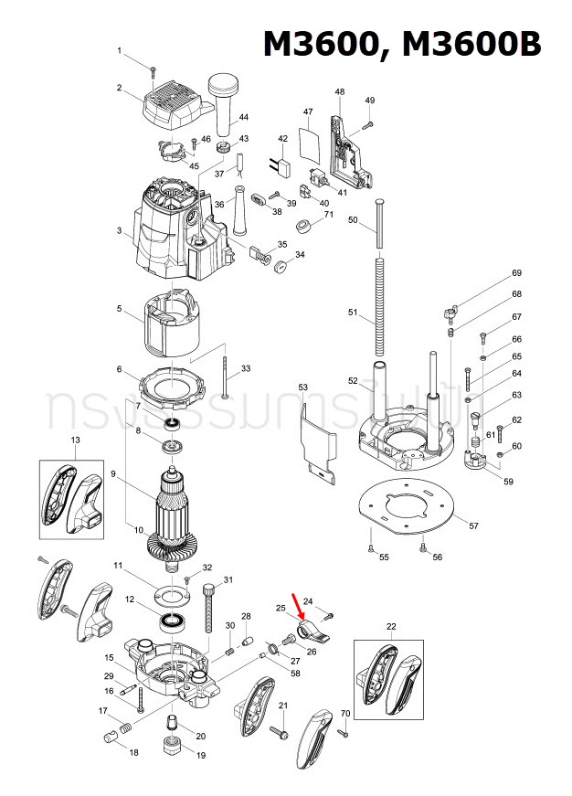 LOCK LEVER เราท์เตอร์ Maktec มาคเทค, Makita มากีต้า MT362, M3600, M3600B [#25] Pn.454033-1 (แท้) ##