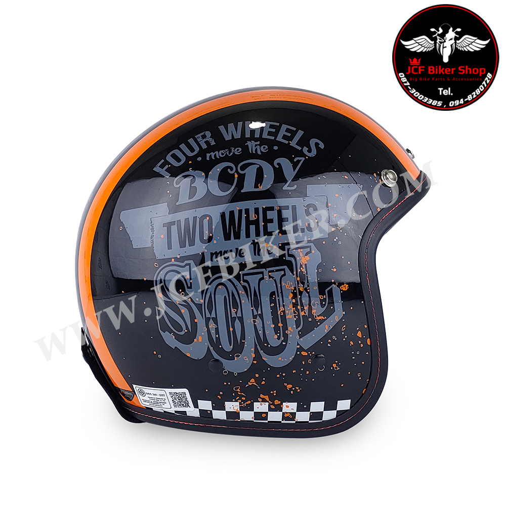 หมวกกันน็อค Real Vintage I Two Wheels ดำ-ส้ม