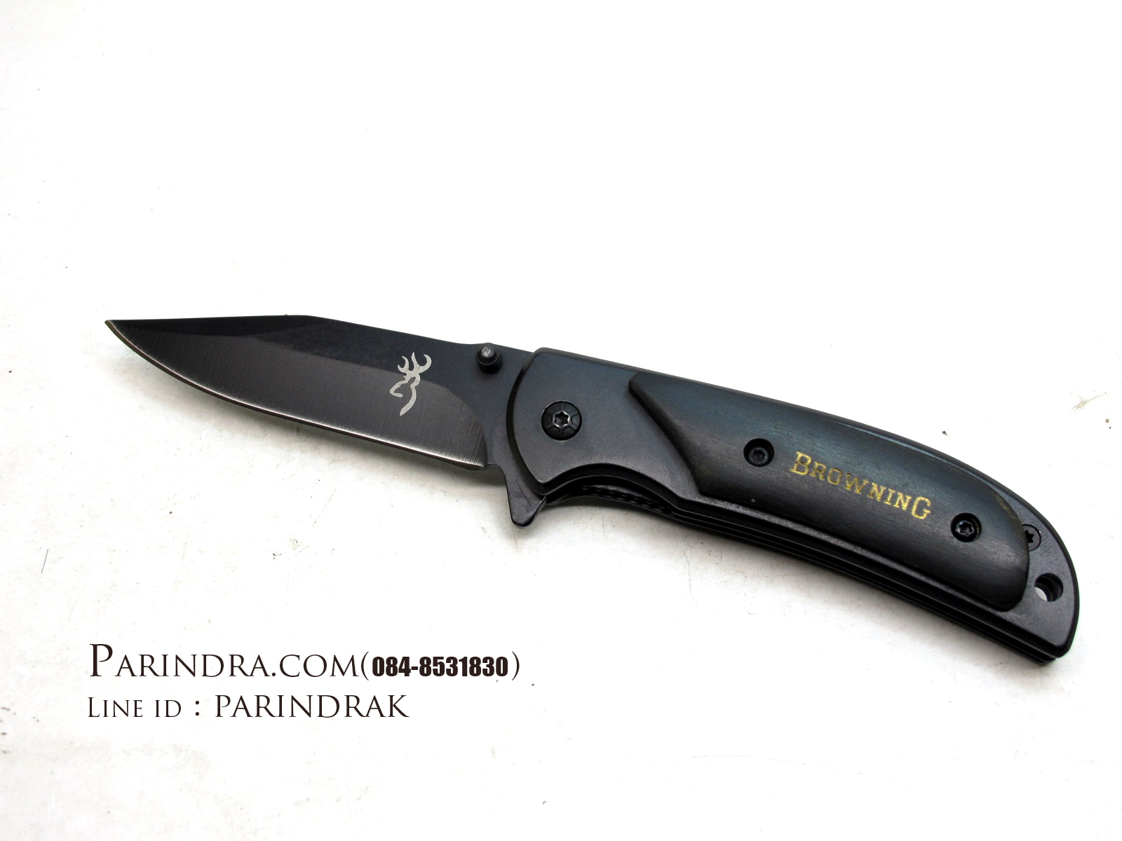 มีดพับBrowning ขนาดเล็กสำหรับพกพา สีดำสนิท ด้ามไม้ (OEM)