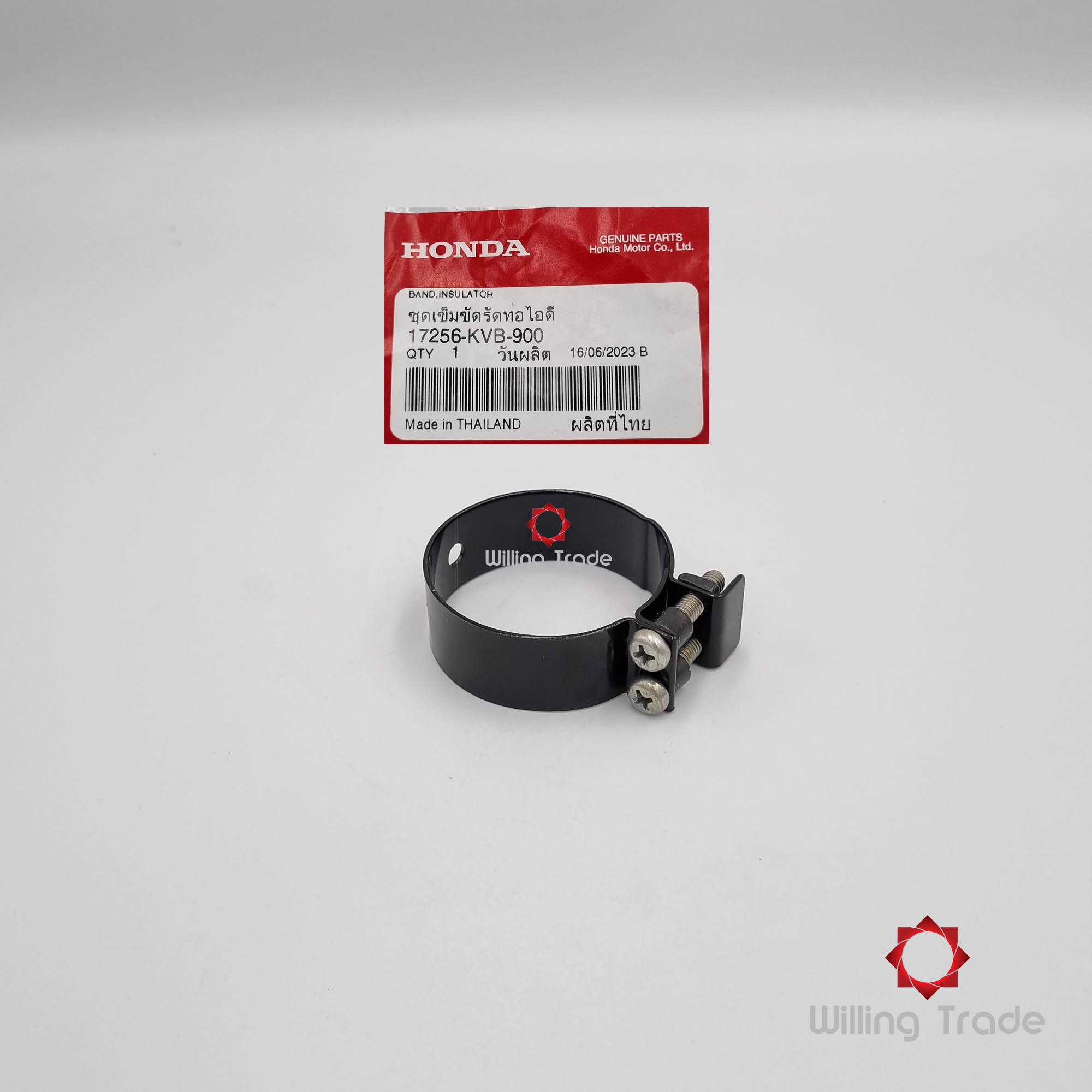 ชุดเข็มขัดรัดท่อไอดี (WX587) HONDA: (17256-KVB-900) ใช้กับ CLICK110 คาร์บู (2006-2008) ... แพ๊คละ 1 ชิ้น... [แท้ศูนย์ 100%] ...กลุ่มอะไหล่ฝาสูบ... BAND, INSULATOR