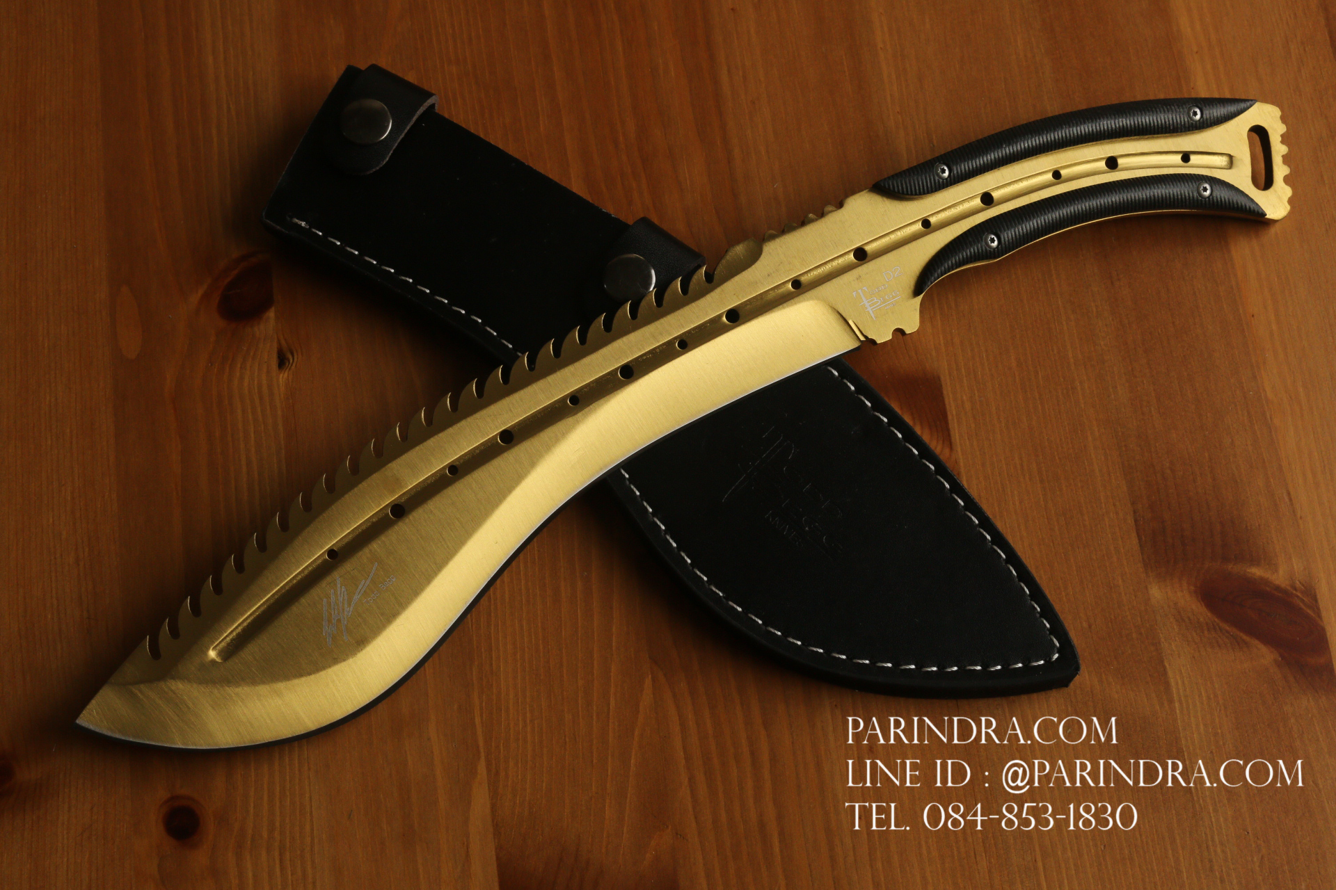 มีดใบตาย Todd Begg Knives D2 สีทอง ประกับ G10 สีดำ