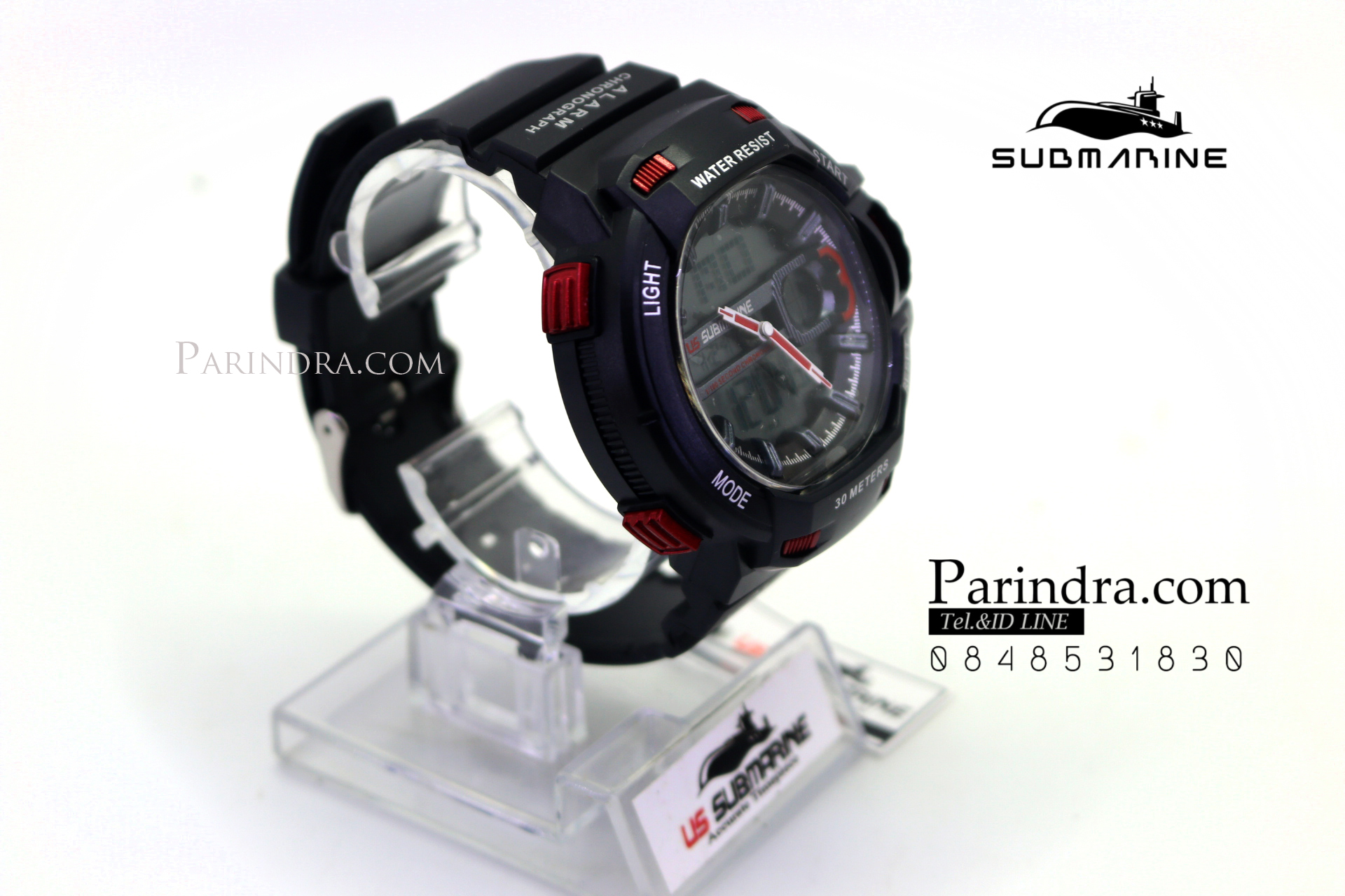 นาฬิกา US submarine TP3180M ดำ-แดง ทรง sport