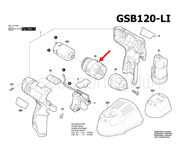 กล่องเฟือง ไขควงกระแทกไร้สาย BOSCH บอช GSB120-LI [#45] Pn.2609199397 (แท้-สั่ง)