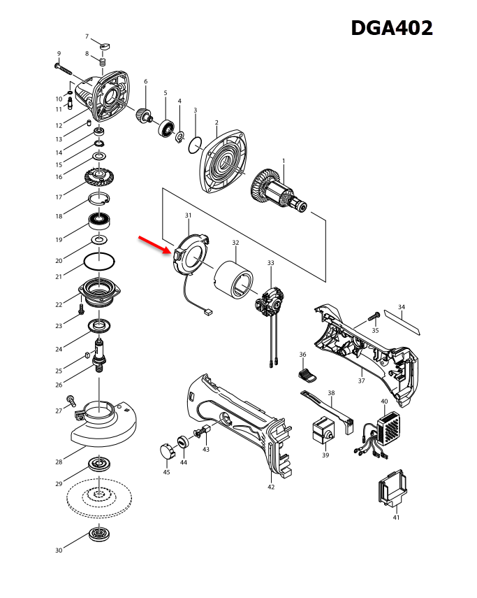 LED CIRCUIT หินเจียร Makita DGA402, DGA452, DGA800, DGA801, DJN161, DJS101, DJS161, DPJ180 [#31] Pn.631714-6 (แท้) ##