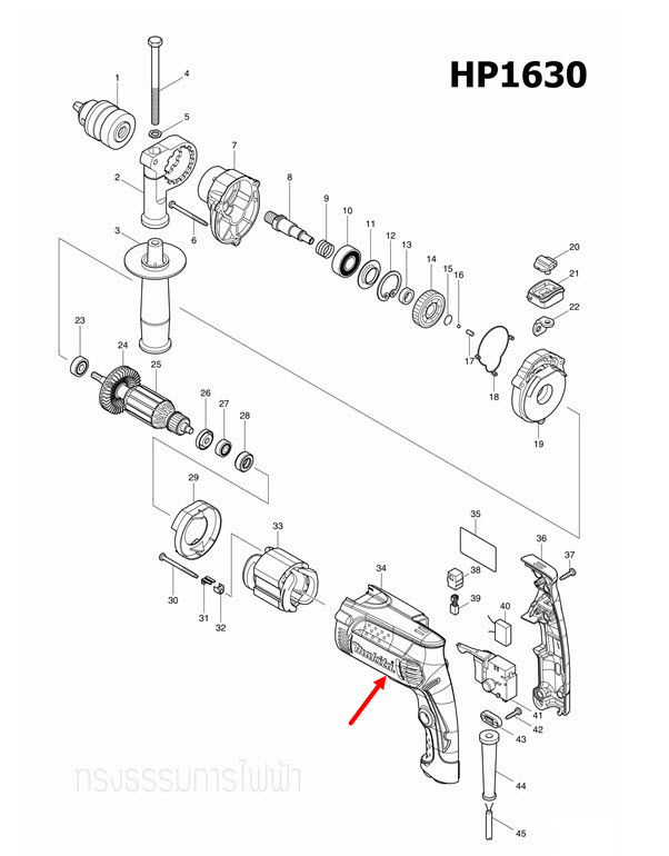 เสื้อฟิลคอยล์ สว่านกระแทก Makita HP1630 [#34] (แท้) ##