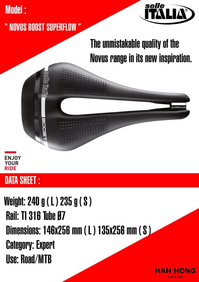 SELLE ITALIA อานนั่ง, NOVUS BOOST SUPERFLOW, ขนาด S, L, สีดำ (Road/MTB), L3,S3