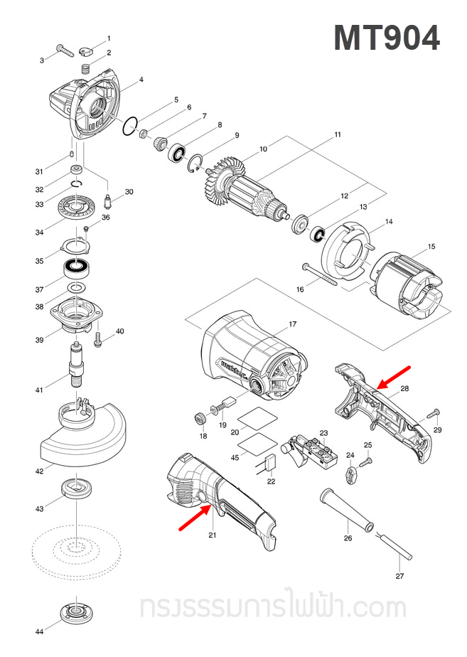 ด้ามจับ หินเจียร Maktec มาคเทค MT904 Pn.187949-2 (แท้) ##