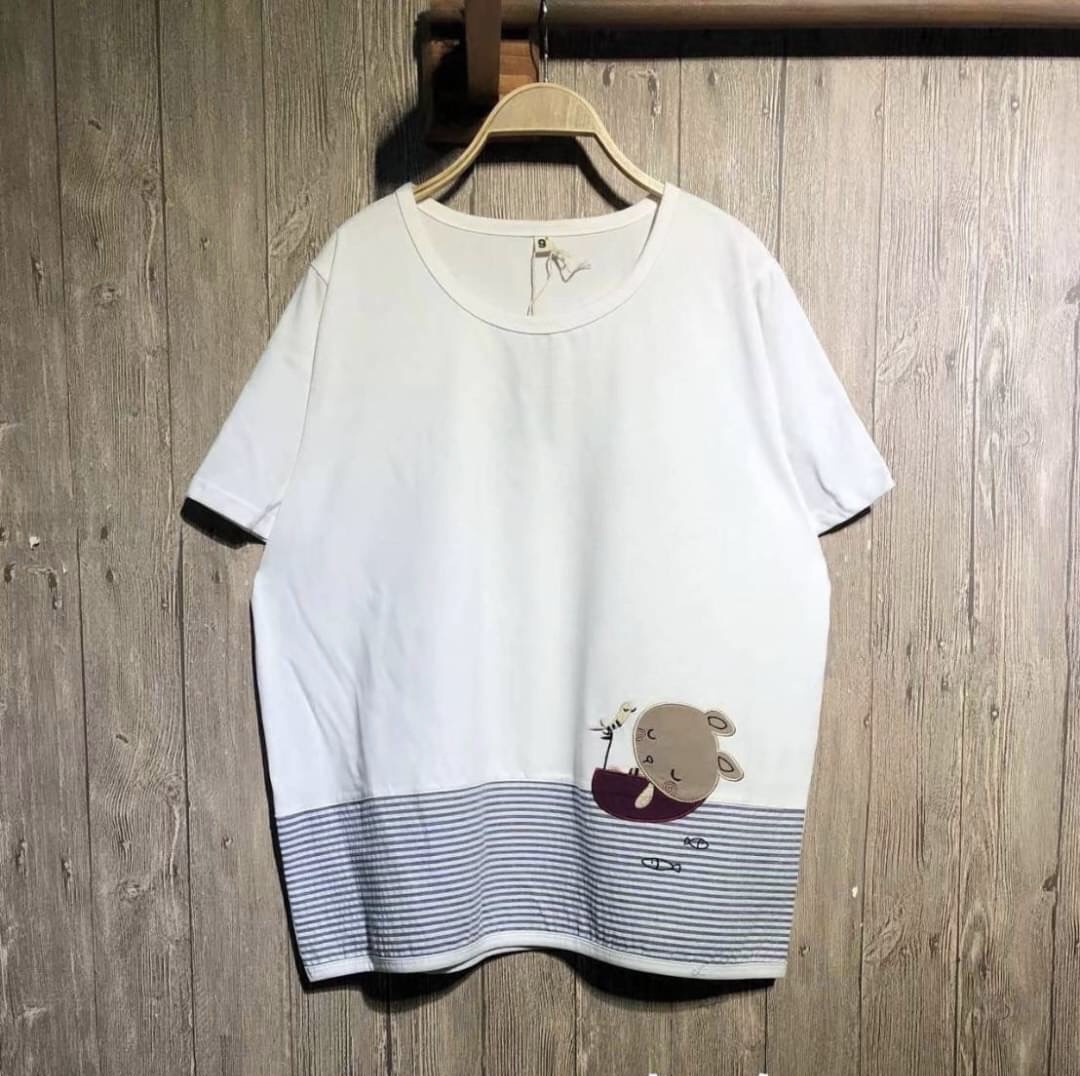 เสื้อยืดลายปักแต่งผ้าต่อลาย 9am