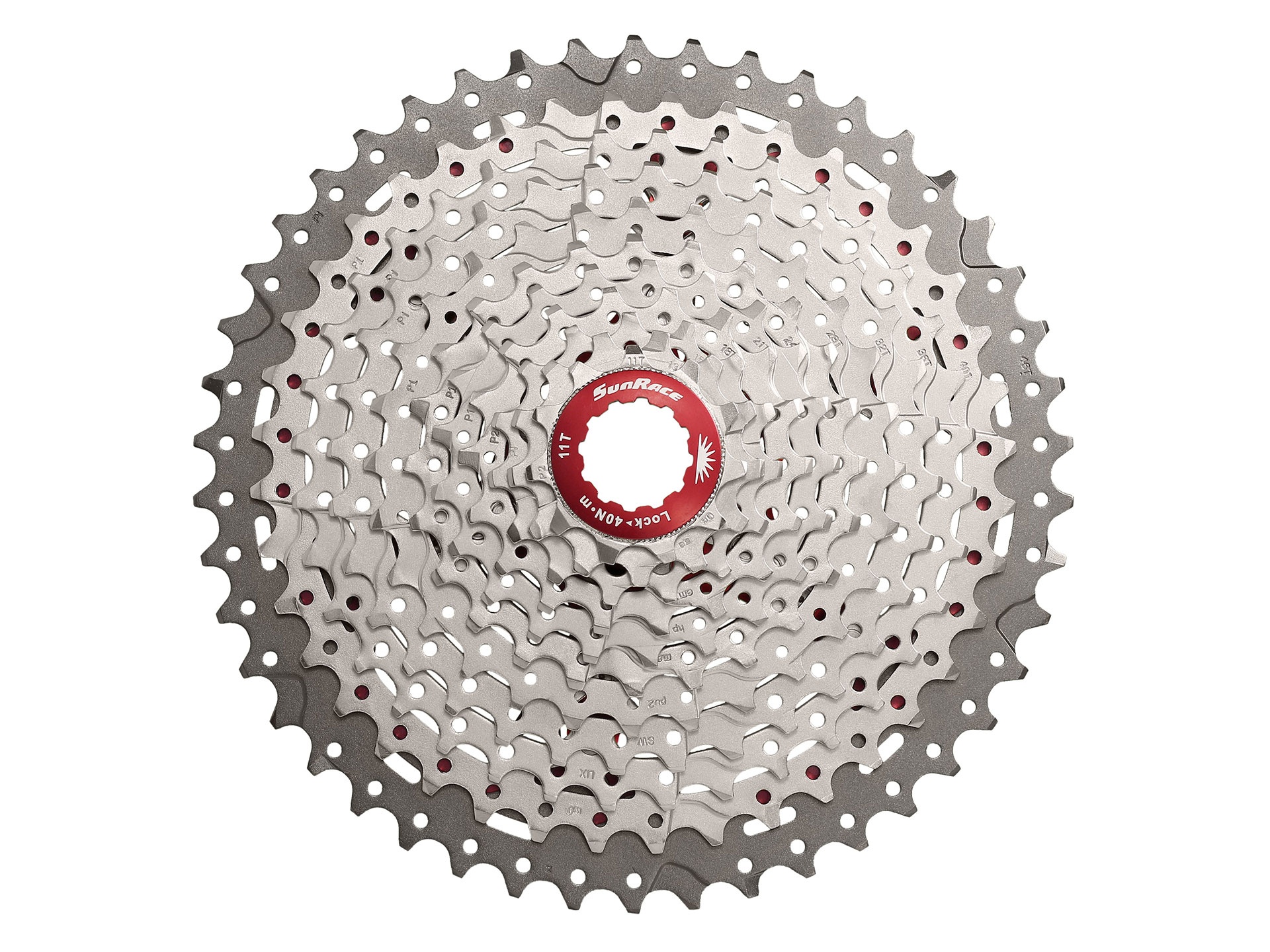 เฟืองเสือภูเขา SUNRACE, CSMX8, 11-46T ตัวท็อป MX 11-Speed Wide-Ratio Cassette แกนแดง