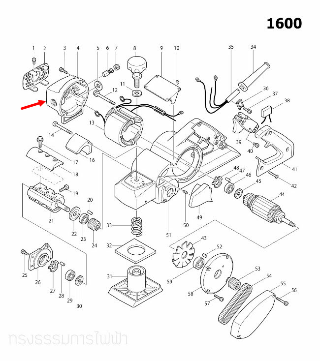 ฝาปิดท้ายทุ่น กบไสไม้ไฟฟ้า Makita มากีต้า 1600 [#4] Pn.156464-7 (แท้) ##