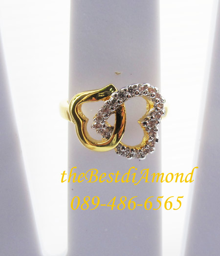 BR203+++แหวนหัวใจเกี่ยวรัก++แบบน่ารักมากๆๆๆ เป็นรูปหัวใจ 2 ดวงเกี่ยวกัน เพชรไม่ใหญ่มาก ใส่ติดนิ้วได้สบายๆ