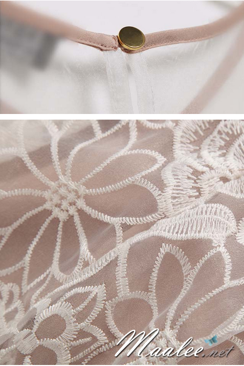 พร้อมส่ง ชุดเดรส/ชุดราตรีสั้น แขนกุด สีนู๊ด ผ้าแก้วปักลายดอกกุหลาบ ช่วงด้านหน้าและด้านหลังเป็นแบบซีทรู (เหลือเฉพาะไซส์ L)