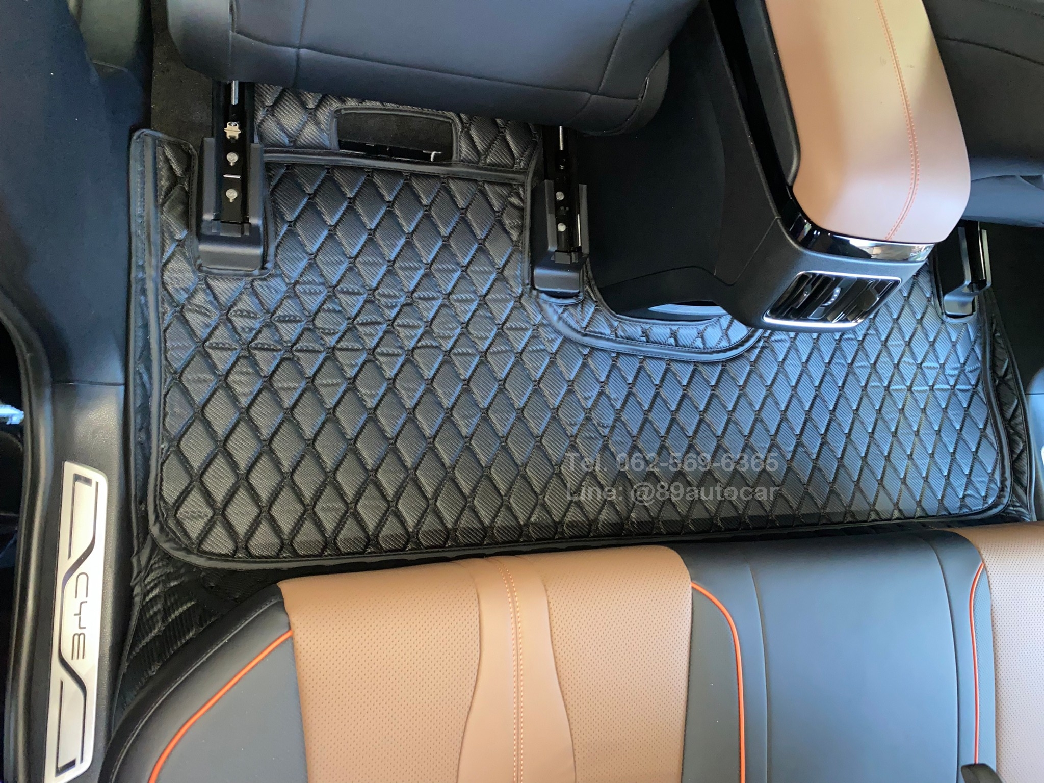 พรมปูพื้นรถยนต์ BYD Sealion 6 (บีวายดี ซีไลอ้อน หก) ปูพรม6D สีดำด้ายดำ ลายเคฟล่า เต็มคัน 6 ชิ้น