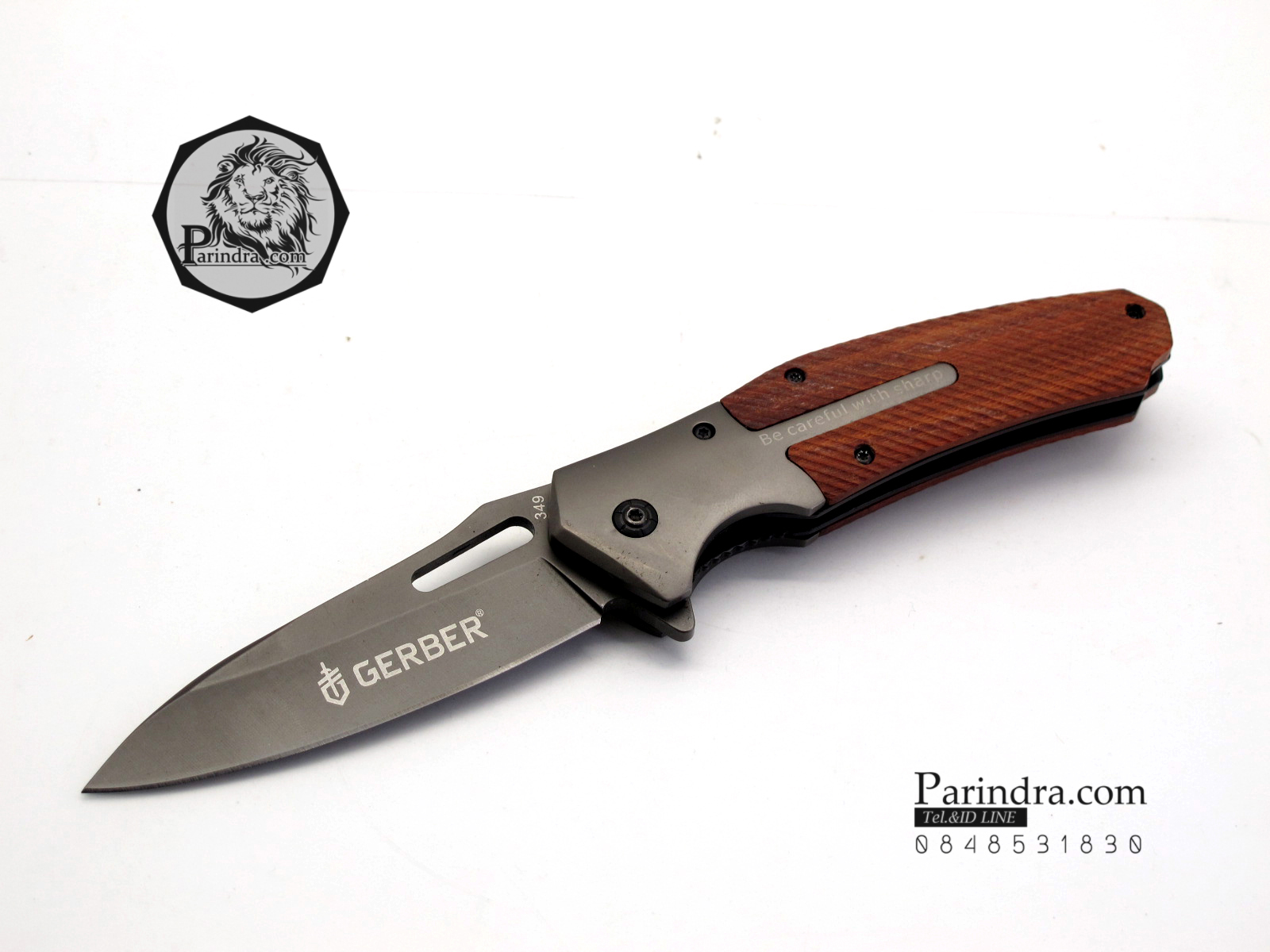 มีดพับ GERBER Bear Grylls รุ่นด้ามไม้ Be careful of Sharp (OEM)