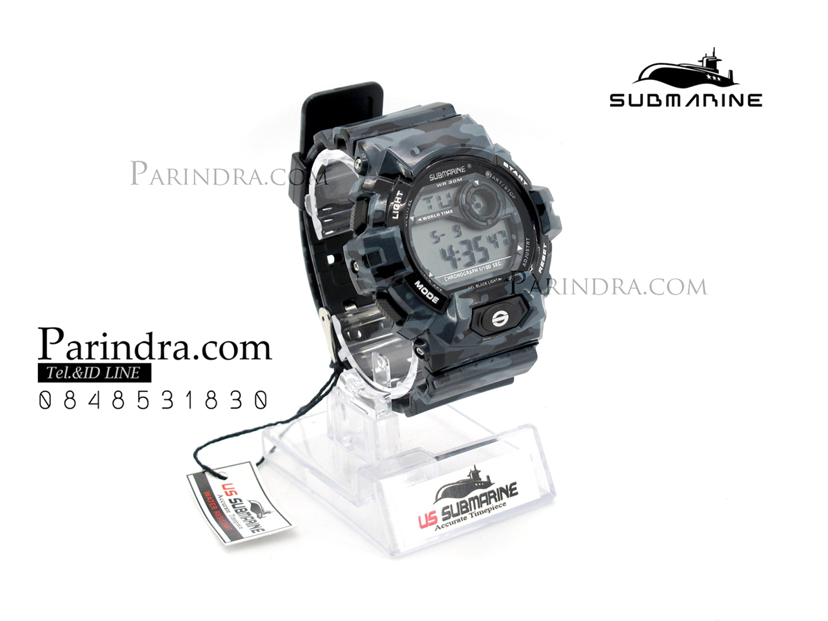 นาฬิกา US submarine รุ่น TP1342M (Military) สีลายพรางทหารสีเทาเข้มๆ หน้าปัดพื้นเทา