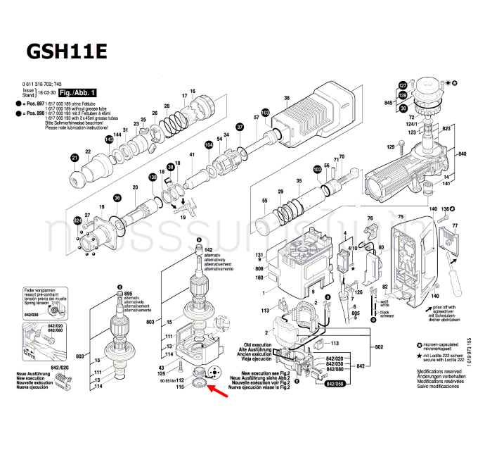ฝาปิด แย้ก Bosch บอช GSH11E [#115] Pn.1610508027 (แท้-สั่ง)