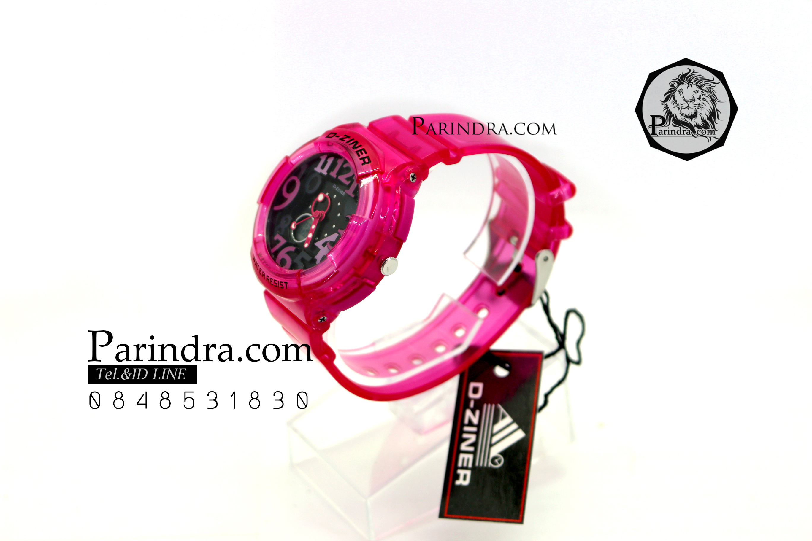 นาฬิกา D-ZINER สายซิลิโคนใส หน้าปัดดำ ตัวเลขหลากสี