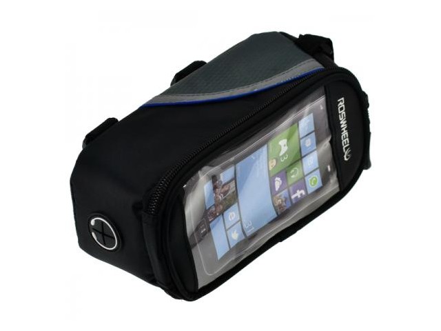 กระเป๋าใส่โทรศัพท์คาดเฟรม Roswheel Bicycle Front Top Tube Frame Bag Touch Screen Waterproof Storage Pack inches (L) , 12496