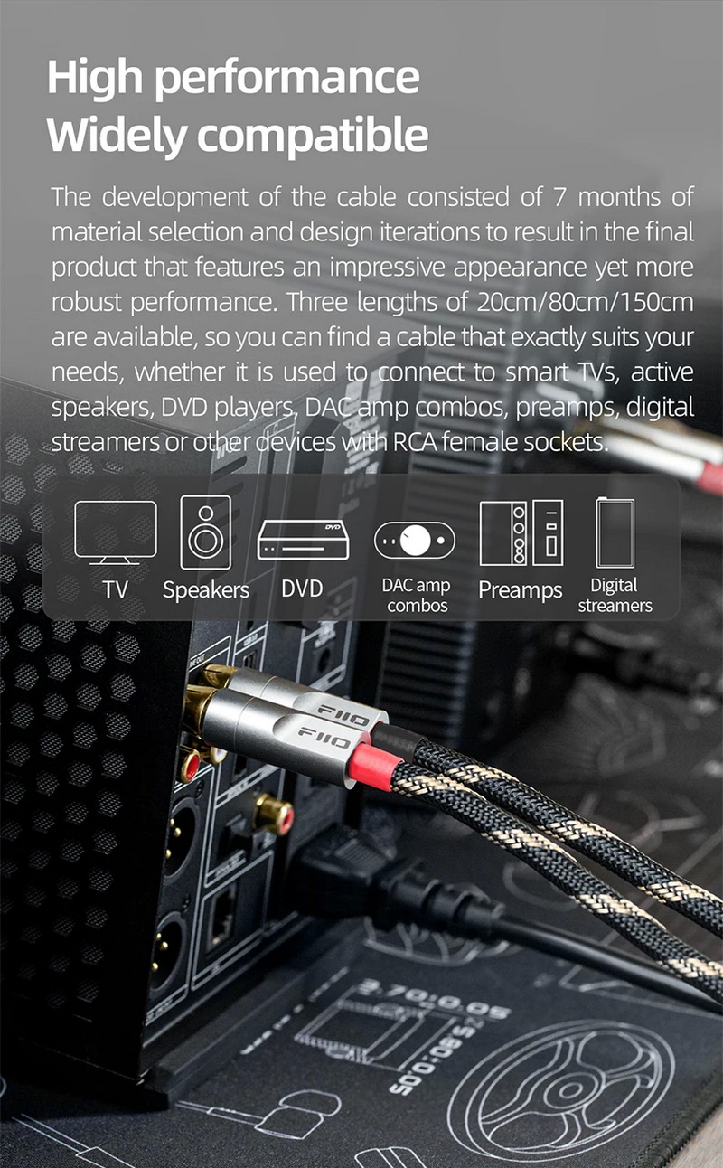 FiiO LR-RCA4 สาย Dual RCA Analog Audio สำหรับเครื่องเสียง