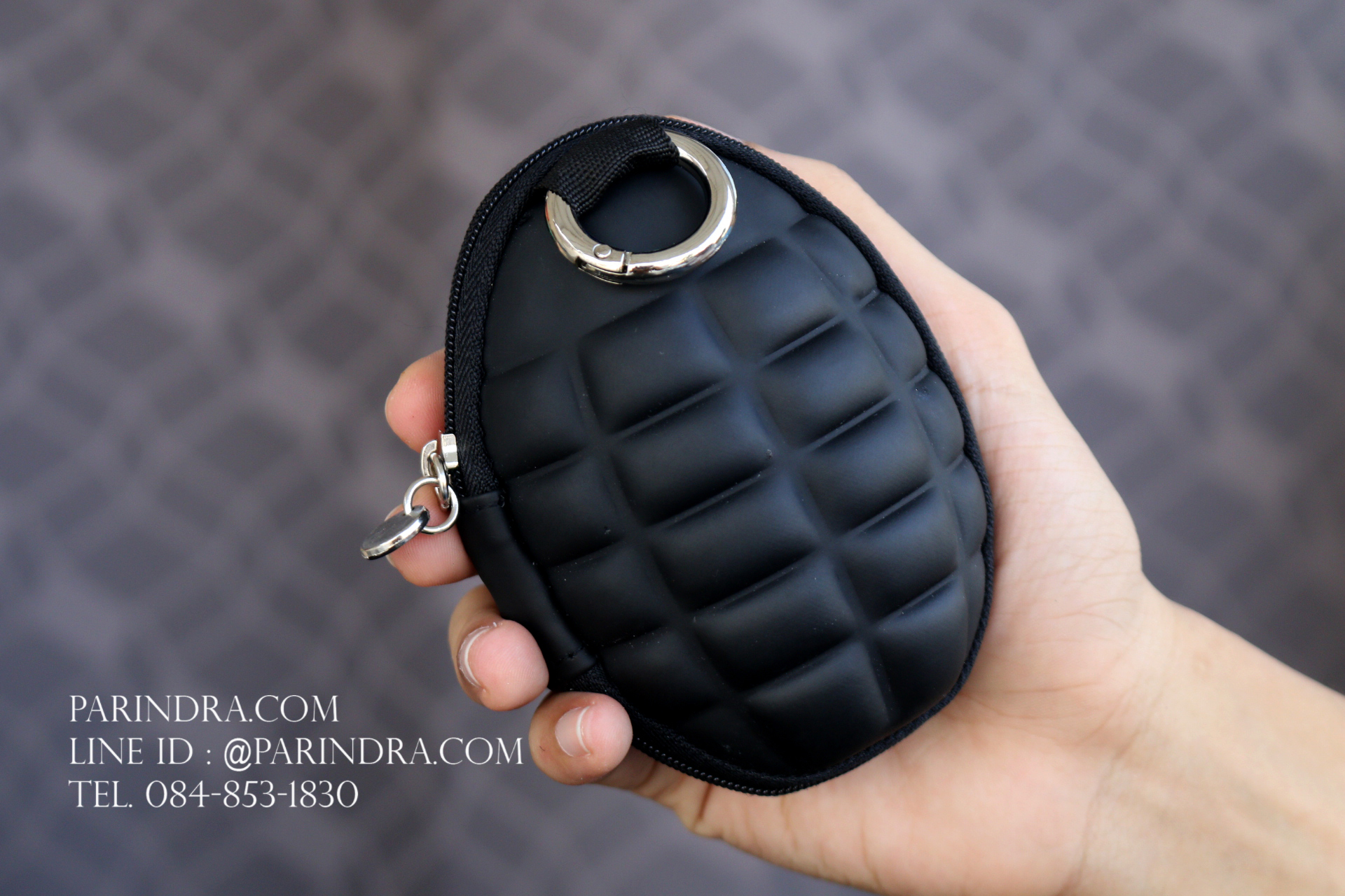 กระเป๋าใส่กุญแจพกพา แบบลูกระเบิด สีดำ มีคลิปแบบปลดเร็ว